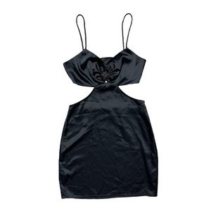 Zara Black Satin Cutout Ring Mini Dress XS |Blogger Favorite